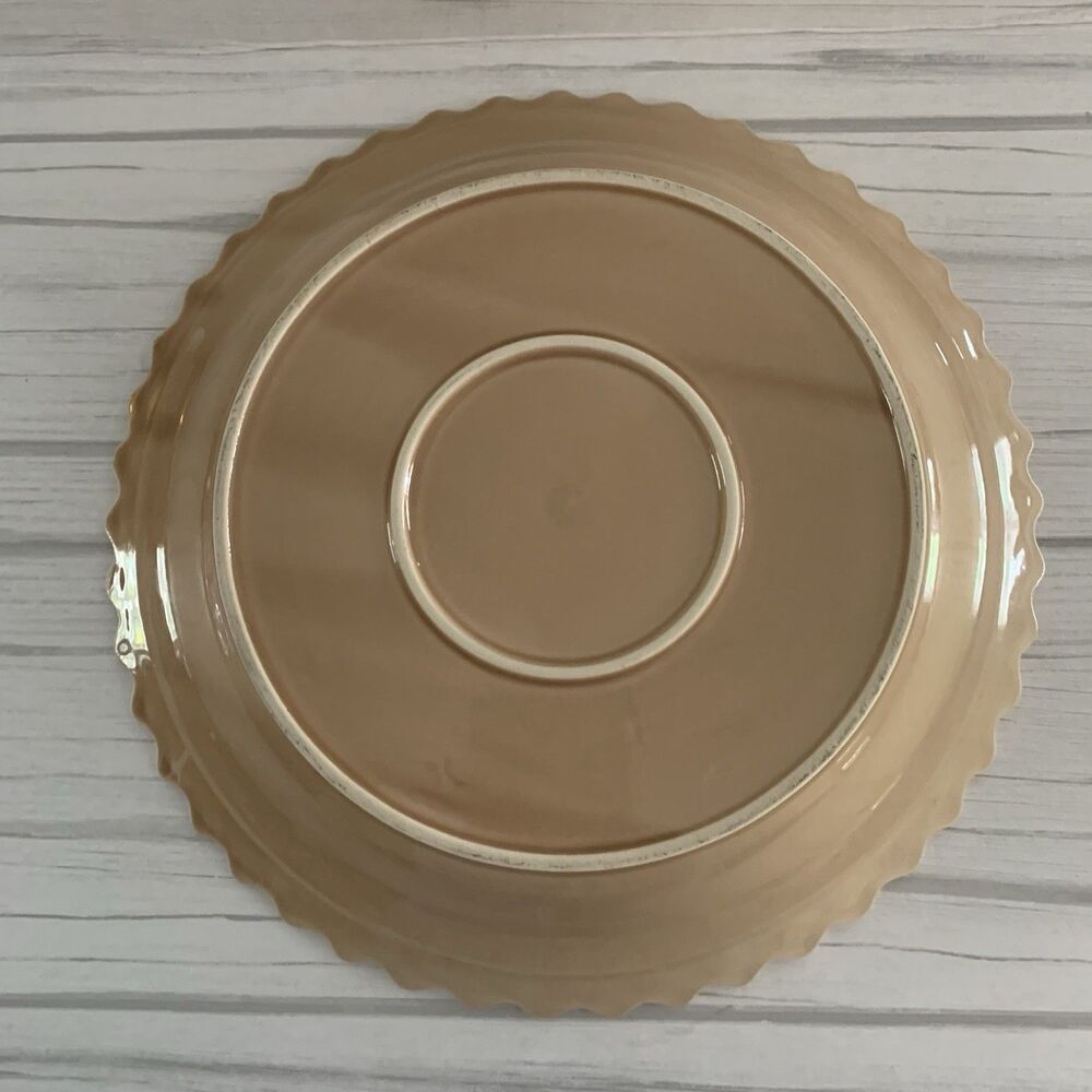 Apple Pie Keeper Covered Pie Dish Dessert Holder Ceramic Red Beige Green Gloss - Picture 4 of 7